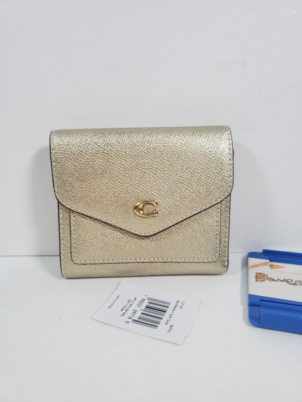 Coach Wyn Small Wallet soft gold crossgrain leather C7181 NWT